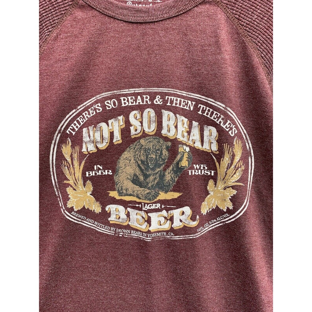 Lucky Brand Venice Burnout T Shirt Mens Large Beer Bear Thermal Stretch Raglan - Picture 2 of 13